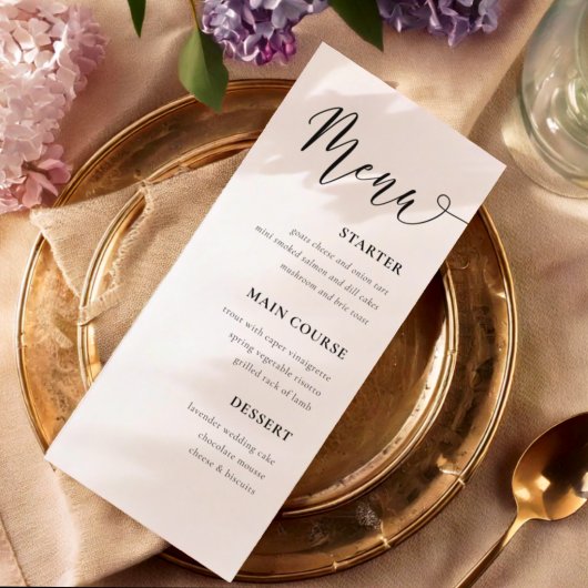 Eenvoudig zwart-wit trouwtafel menu