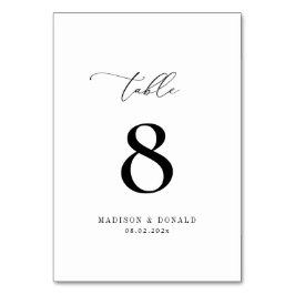 Eenvoudig zwart-wit trouwtafel nummer kaart