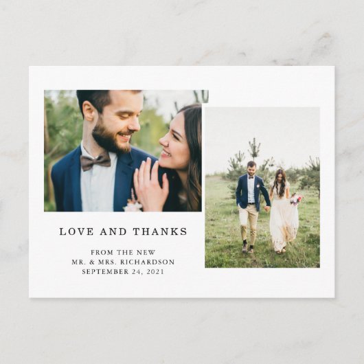 Eenvoudig zwart-wit tweeduizend foto Dank je wel Briefkaart (Voorkant)