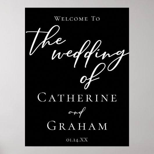 Eenvoudig zwart-wit Typografie Chic Weddenschap We Poster (Voorkant)
