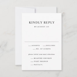 Eenvoudig zwart-wit Typografie Weddenschap RSVP Kaartje