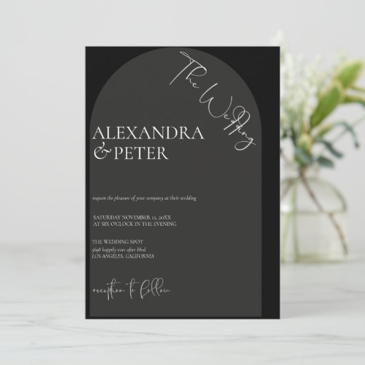 Eenvoudig zwart-wit | Uitnodiging tot weddenschapp (Staand voorkant)