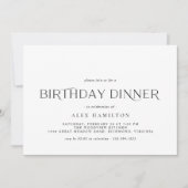 Eenvoudig zwart-wit | Unisex verjaardagsdiner Kaart (Voorkant)