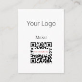 Eenvoudig Zwart wit Uw Logo QR-menu Kaarten (Achterkant)