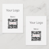 Eenvoudig Zwart wit Uw Logo QR-menu Kaarten (Voorkant / Achterkant)
