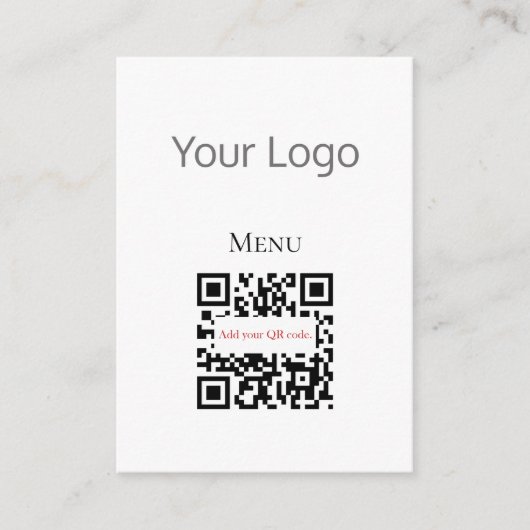 Eenvoudig Zwart wit Uw Logo QR-menu Kaarten (Voorkant)