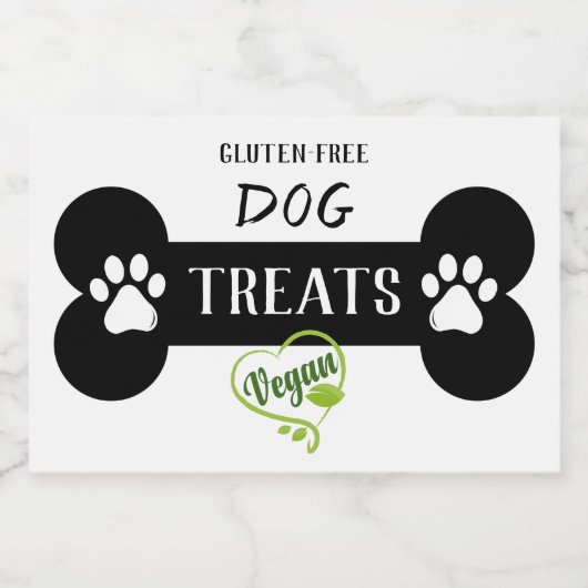 Eenvoudig zwart-wit Vegan Dog Treat Voedselcontainer Etiket (Enkel label)