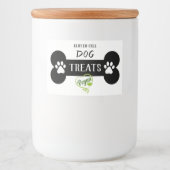 Eenvoudig zwart-wit Vegan Dog Treat Voedselcontainer Etiket (Voorkant)