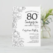 Eenvoudig zwart-wit verrassingsartikel 80e verjaar kaart (Staand voorkant)