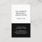 Eenvoudig, zwart, wit, verticaal vlak, minimaal visitekaartje (Achterkant)