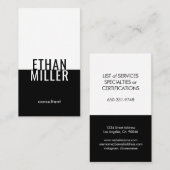 Eenvoudig, zwart, wit, verticaal vlak, minimaal visitekaartje (Voorkant / Achterkant)