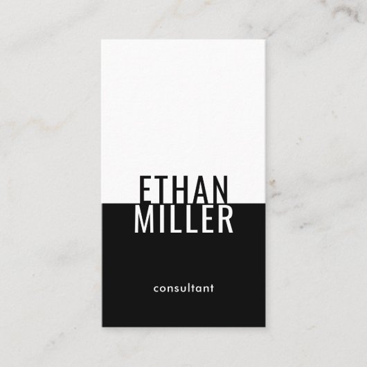 Eenvoudig, zwart, wit, verticaal vlak, minimaal visitekaartje (Voorkant)