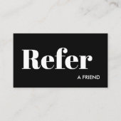 Eenvoudig Zwart-wit Verwijs een vriend Aanbevelingskaartje (Voorkant)