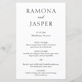 Eenvoudig zwart-wit vet modern huwelijksmenu