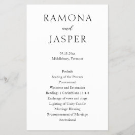 Eenvoudig zwart-wit vet modern huwelijksprogramma