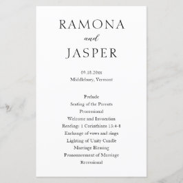 Eenvoudig zwart-wit vet modern huwelijksprogramma