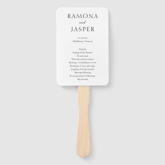 Eenvoudig zwart-wit vet modern huwelijksprogramma handwaaier (Voorkant)