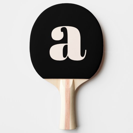 Eenvoudig Zwart Wit Vet Retro Monogram Eerste Lett Tafeltennisbatje (Voorkant)