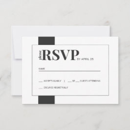 Eenvoudig zwart-wit, vetvrij, minimale bruiloft RS RSVP Kaartje