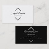 Eenvoudig zwart-wit vierkant Visitekaartje (Voorkant / Achterkant)