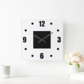 Eenvoudig zwart-wit vierkante klok (Huis)