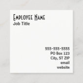 Eenvoudig zwart-wit vierkante visitekaartje (Achterkant)