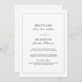 Eenvoudig zwart-wit virtueel huwelijk kaart (Voorkant / Achterkant)