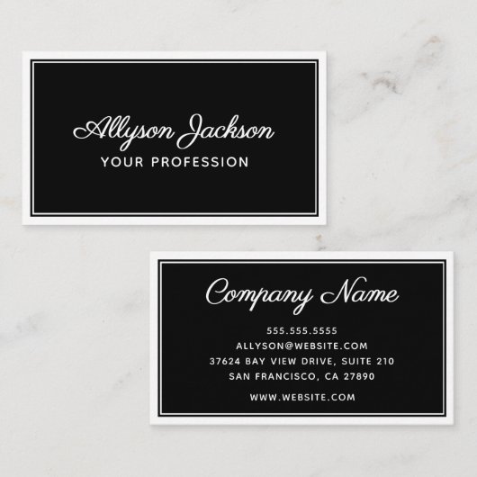 Eenvoudig zwart-wit visitekaartje (Voorkant / Achterkant)