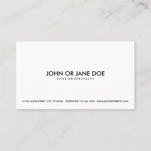 Eenvoudig zwart-wit visitekaartje (Voorkant)