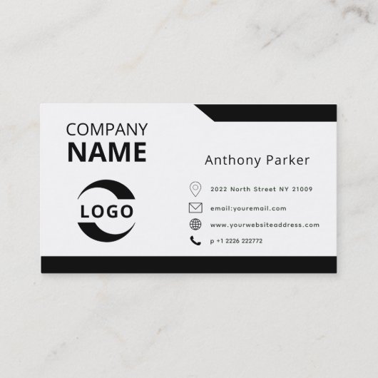 Eenvoudig zwart-wit Visitekaartje (Achterkant)