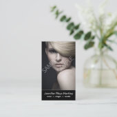 Eenvoudig zwart-wit Visitekaartje met dubbel kopje (Staand voorkant)