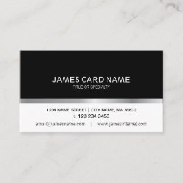 Eenvoudig zwart/wit visitekaartje met zilveren lij