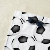 eenvoudig zwart wit voetbal patroon schattig meisj strandlaken (In situ)