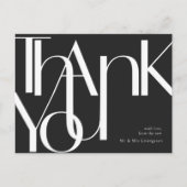 Eenvoudig zwart wit, voorgespiegeld, bedankt briefkaart (Voorkant)