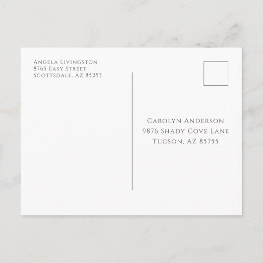 Eenvoudig zwart wit, voorgespiegeld, bedankt briefkaart (Achterkant)