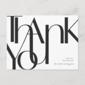 Eenvoudig zwart wit, voorgespiegeld, bedankt briefkaart (Voorkant)