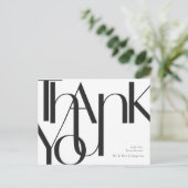 Eenvoudig zwart wit, voorgespiegeld, bedankt briefkaart (Staand voorkant)