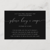 Eenvoudig zwart-wit Vrijgezellenfeest recept Informatiekaartje (Voorkant)