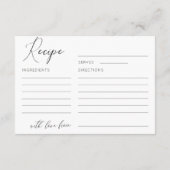 Eenvoudig zwart-wit Vrijgezellenfeest recept Informatiekaartje (Achterkant)