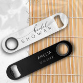 Eenvoudig zwart-wit Vrijgezellenfeest Speed Flessenopener