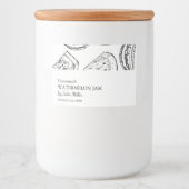 Eenvoudig Zwart & Wit Watermeloen Jam Label Voedselcontainer Etiket (Voorkant)