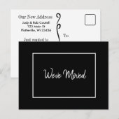 Eenvoudig zwart-wit We hebben bewegend teken Aankondigingskaart (Voorkant / Achterkant)