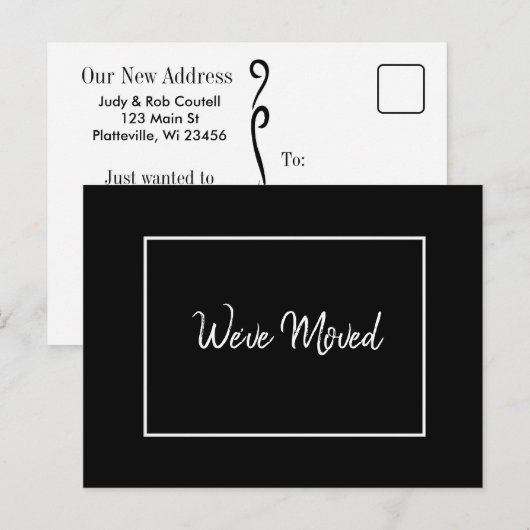 Eenvoudig zwart-wit We hebben bewegend teken Aankondigingskaart (Voorkant / Achterkant)