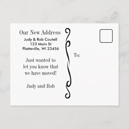 Eenvoudig zwart-wit We hebben bewegend teken Aankondigingskaart (Achterkant)