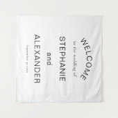 Eenvoudig, zwart wit, welkom bij bruiloft wandkleed (Voorkant (horizontaal))