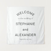 Eenvoudig, zwart wit, welkom bij bruiloft wandkleed (Voorkant)