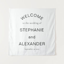 Eenvoudig, zwart wit, welkom bij bruiloft wandkleed