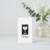 Eenvoudig zwart-wit (wijnglas) visitekaartje (Staand voorkant)