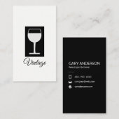 Eenvoudig zwart-wit (wijnglas) visitekaartje (Voorkant / Achterkant)
