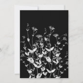 Eenvoudig zwart-wit Wildflower Wedding Kaart (Achterkant)